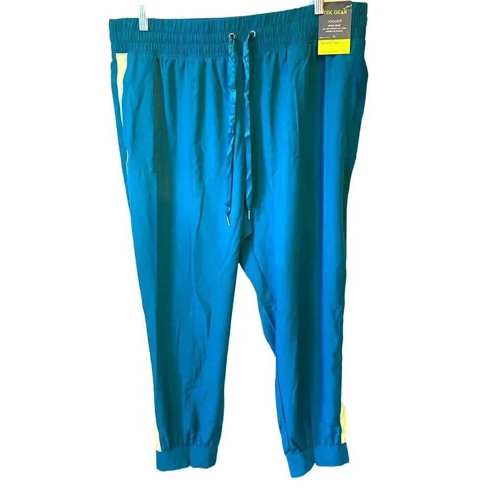 NWT Tex Gear Joggers High Rise Relaxed Banned Leg Open Women Plus Size 1X Pocket